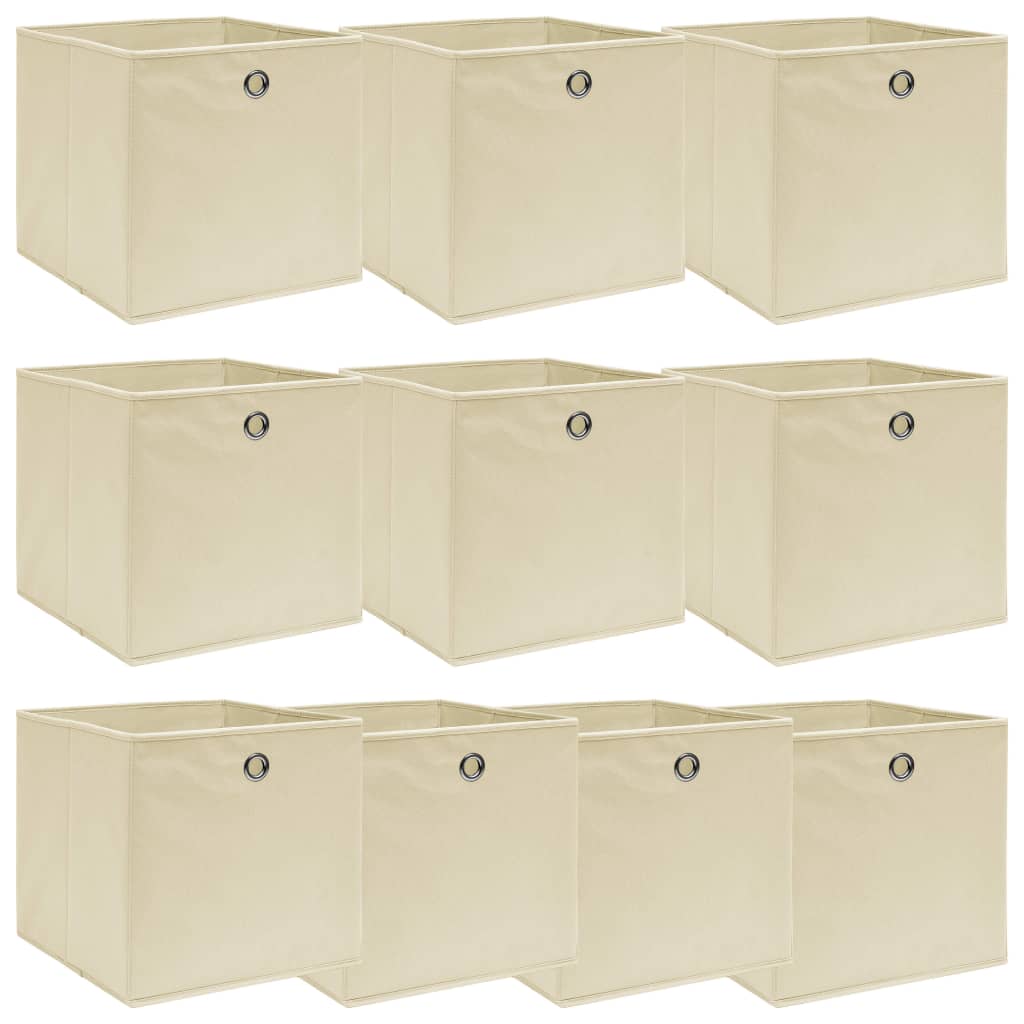 Storage Boxes 10 pcs Cream 32x32x32 cm Fabric