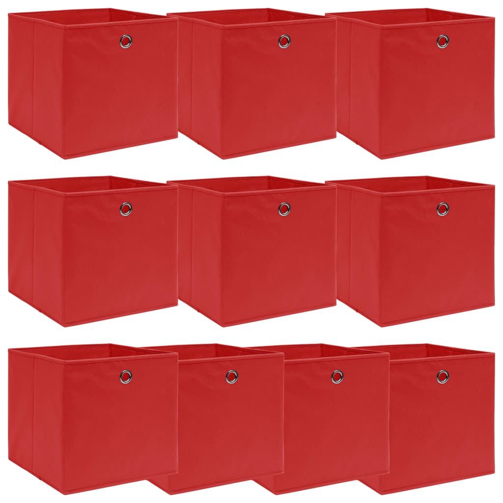 Storage Boxes 10 pcs Red 32x32x32 cm Fabric