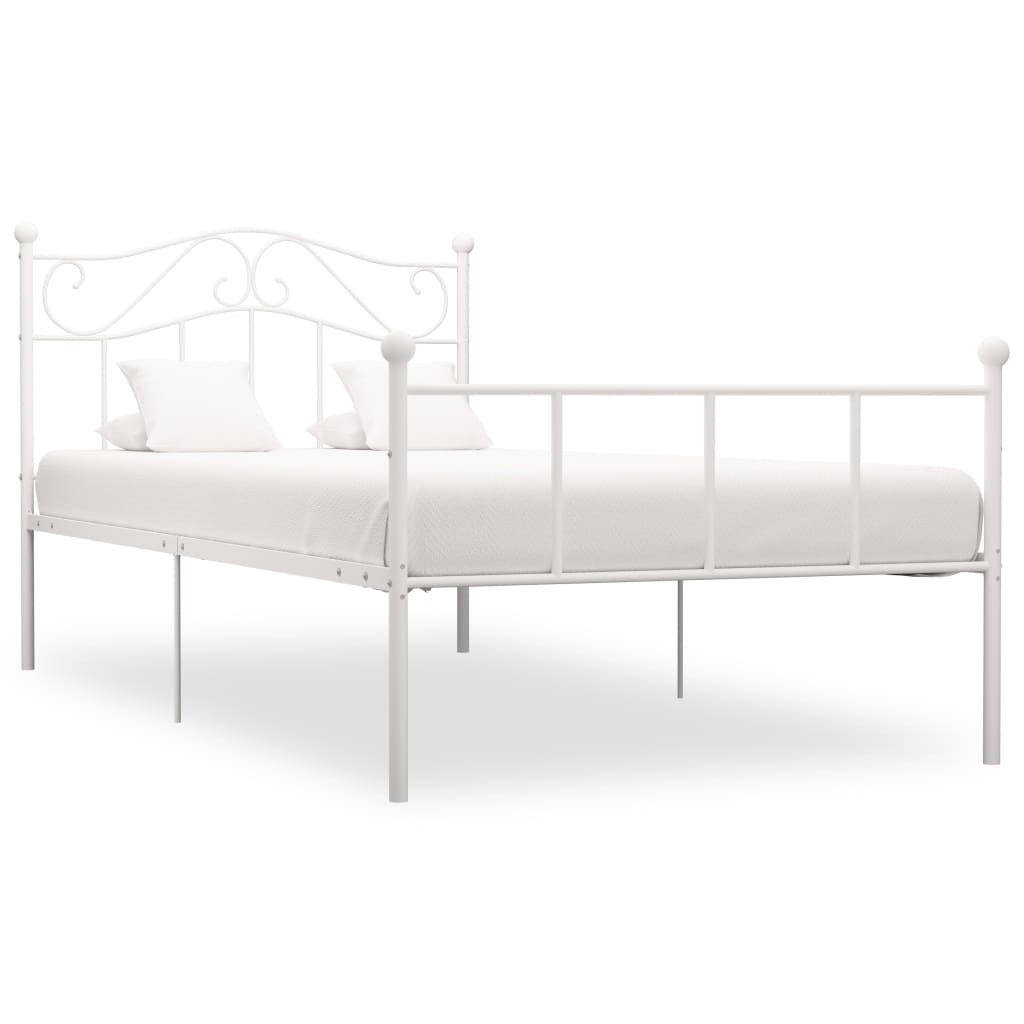 Bed Frame White Metal 100x200 cm