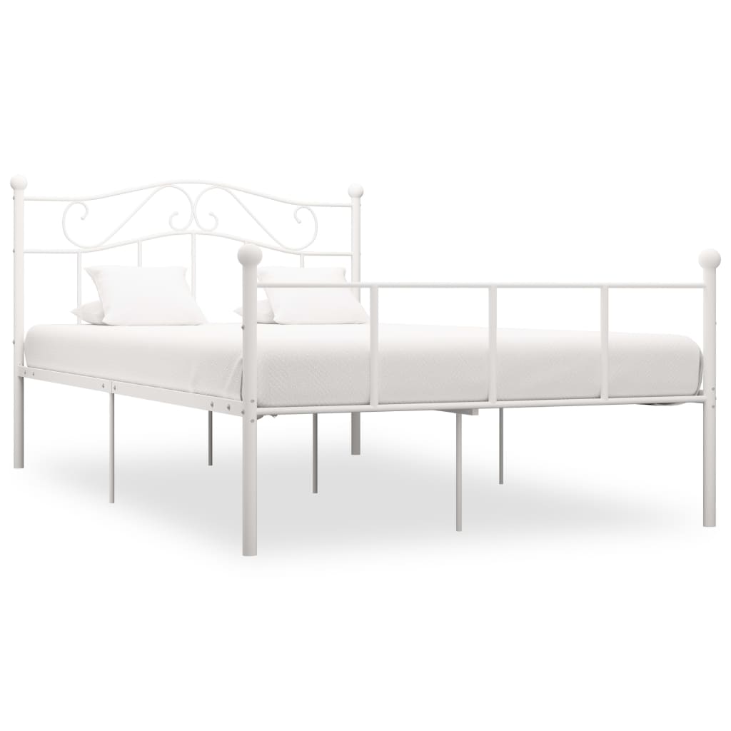 Bed Frame White Metal 120x200 cm