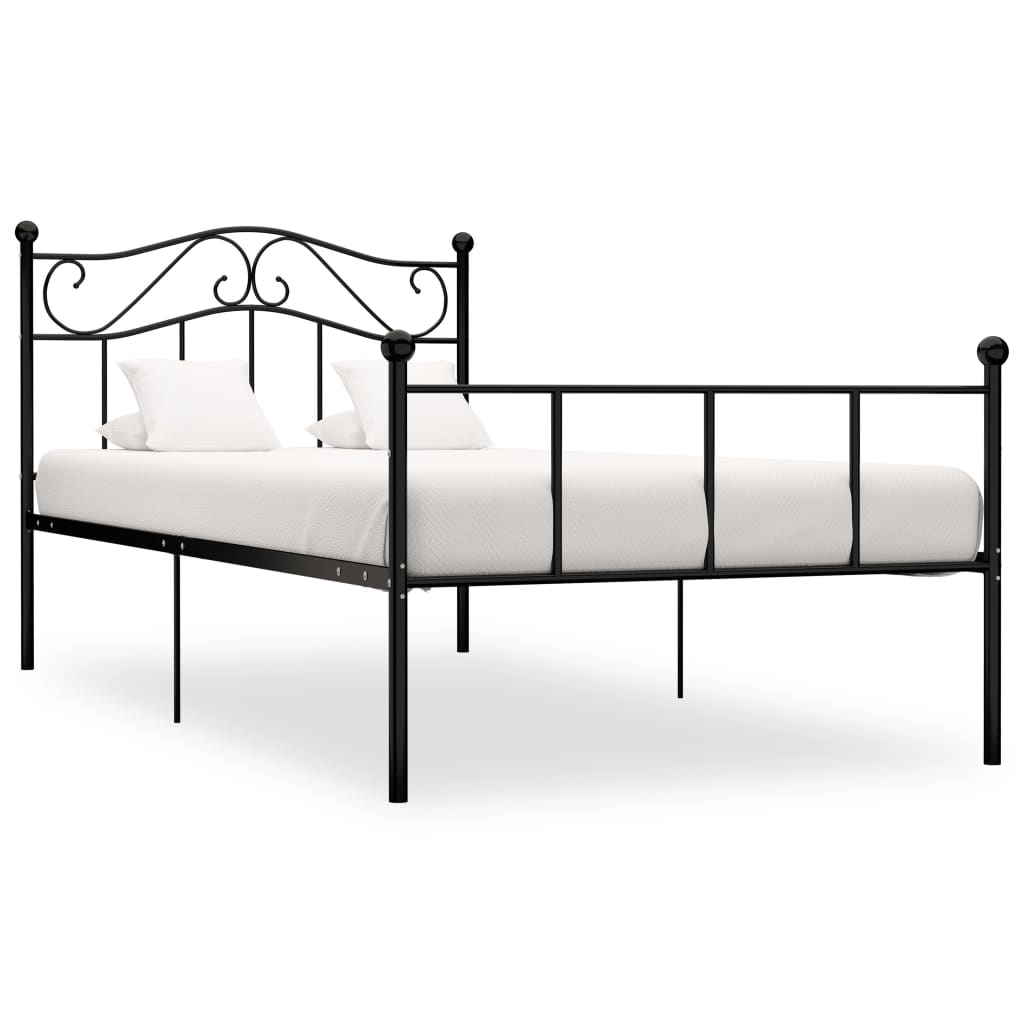 Bed Frame Black Metal 100x200 cm