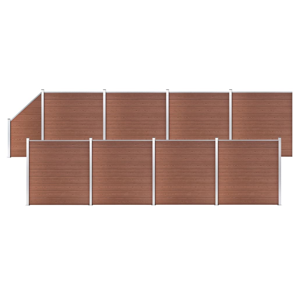 WPC Fence Set 8 Square + 1 Slanted 1484x186 cm Brown