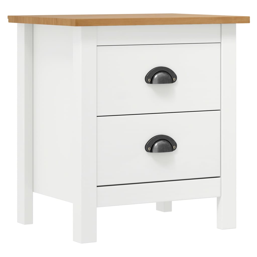 Bedside Table - DURHAM Aven Nightstand White and Honey Brown 46cm