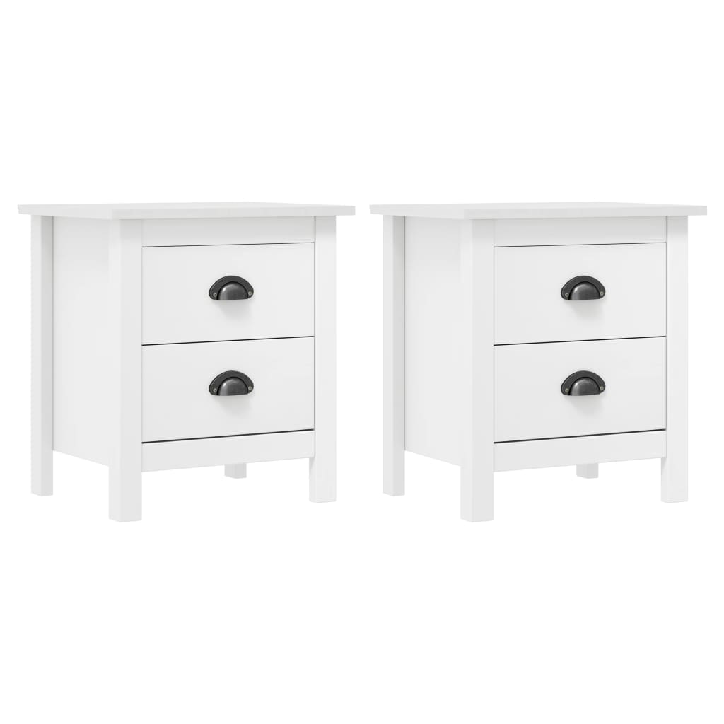 Bedside Table - DURHAM Moe 2 Piece Nightstand White 46cm