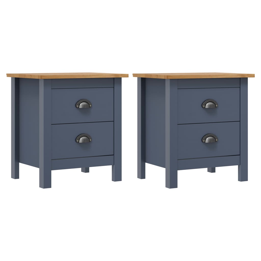 Bedside Table - DRAKE 2 Piece Nightstand Grey 46cm