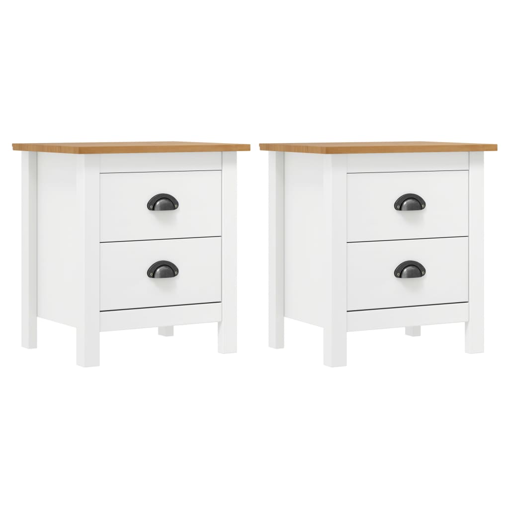 Bedside Table - DURHAM Mac 2 Piece Nightstand White and Honey Brown 46cm