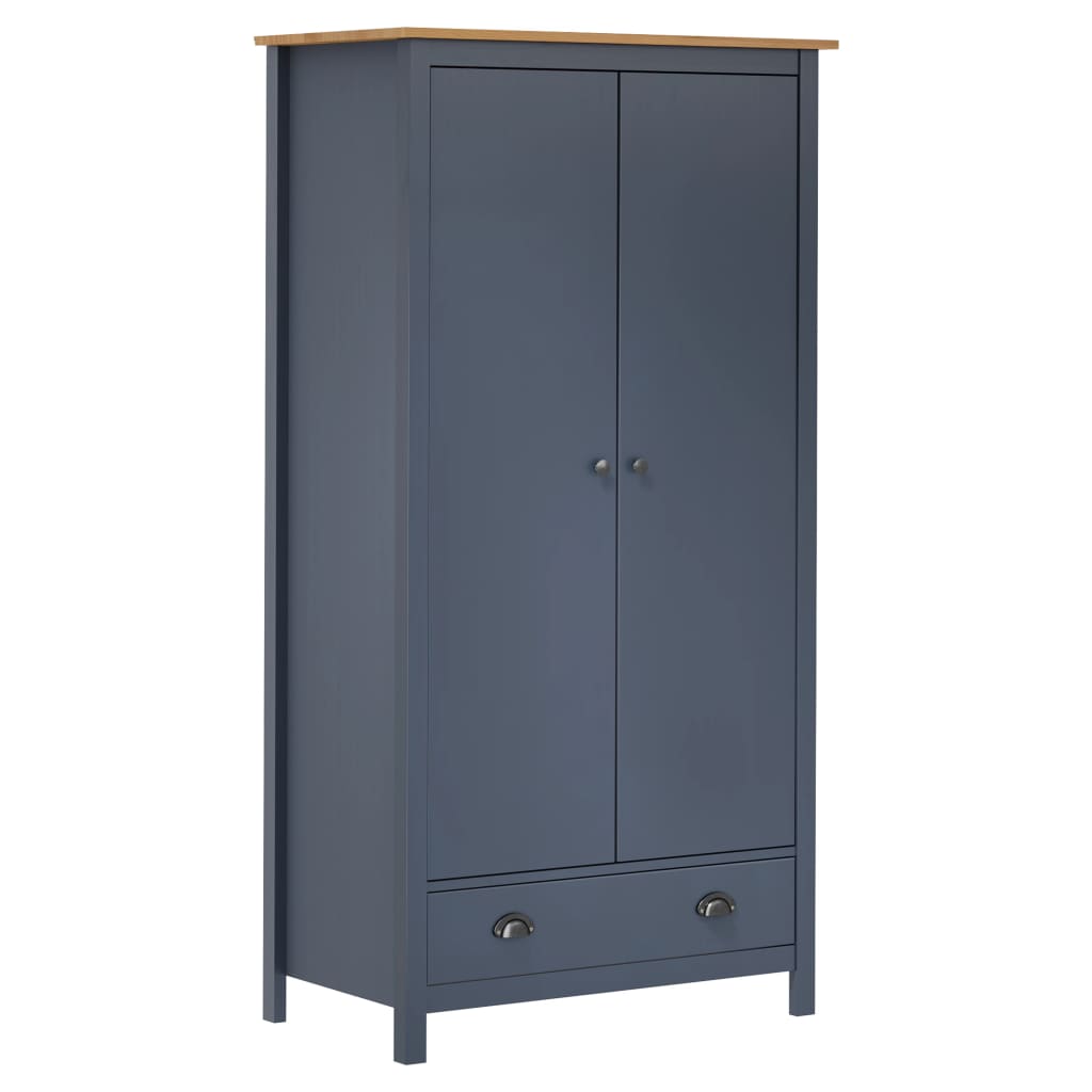 PETRA 2 Door Wardrobe with 1 Drawer Grey and Honey Brown - 89cm