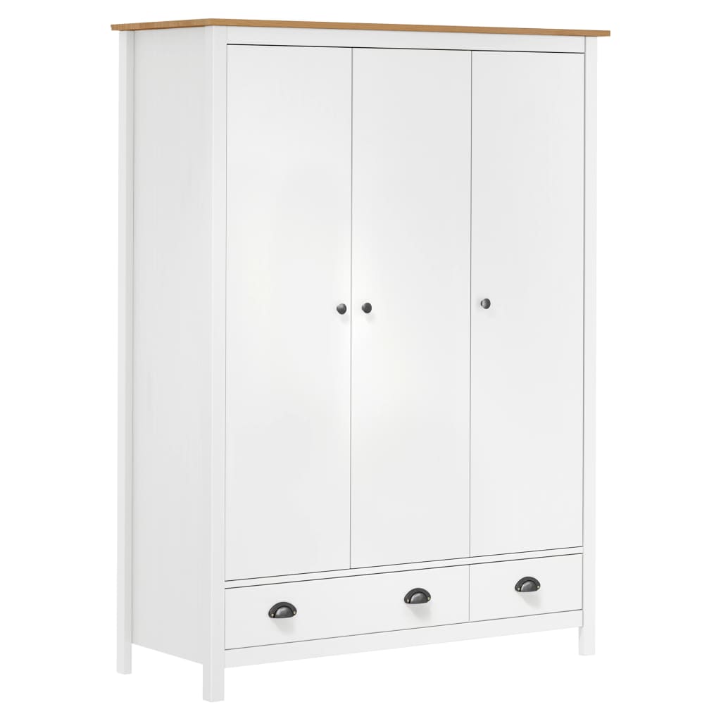 PETRA 3 Door Wardrobe with 2 Drawers White and Honey Brown - 127cm