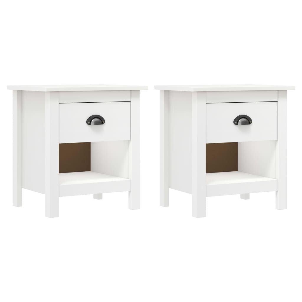 Bedside Table - DURHAM Rio 2 Piece Nightstand White 46cm