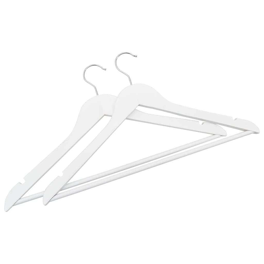 50 pcs Clothes Hanger Set Non-slip White Hardwood