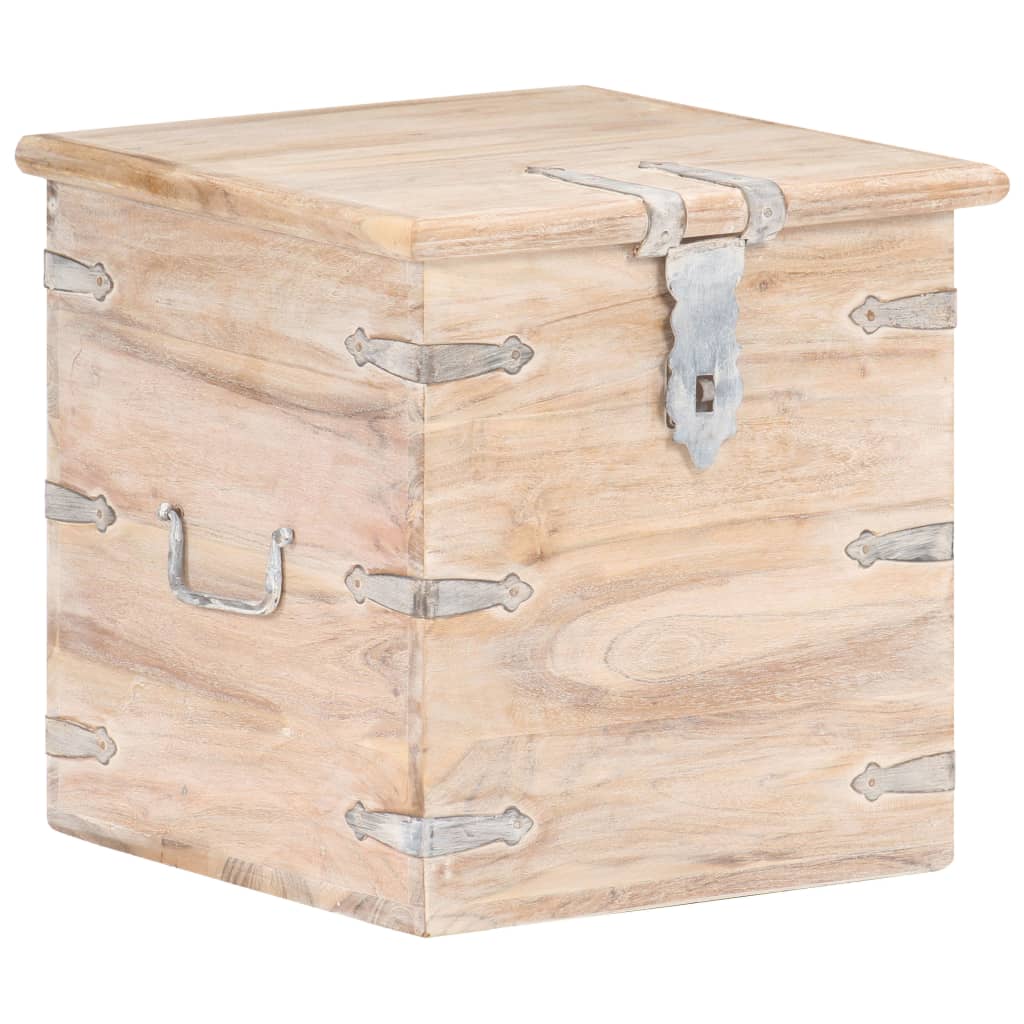 Chest 40x40x40cm Solid Acacia Wood White - Peche
