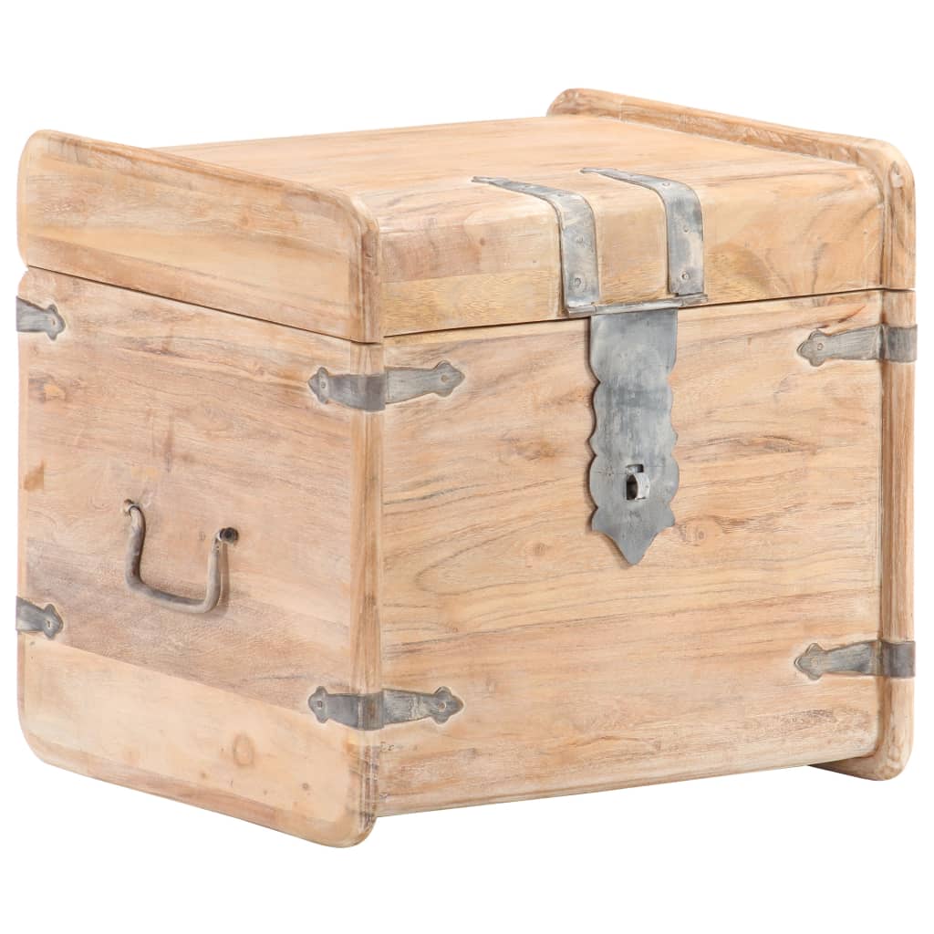 Chest 40x40x40cm Solid Acacia Wood Whitish Oak - Zhen