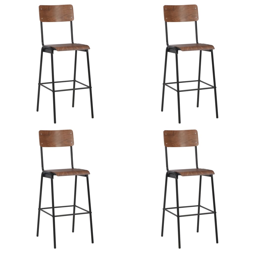 Bar Chairs 4 Pieces Solid Plywood Steel