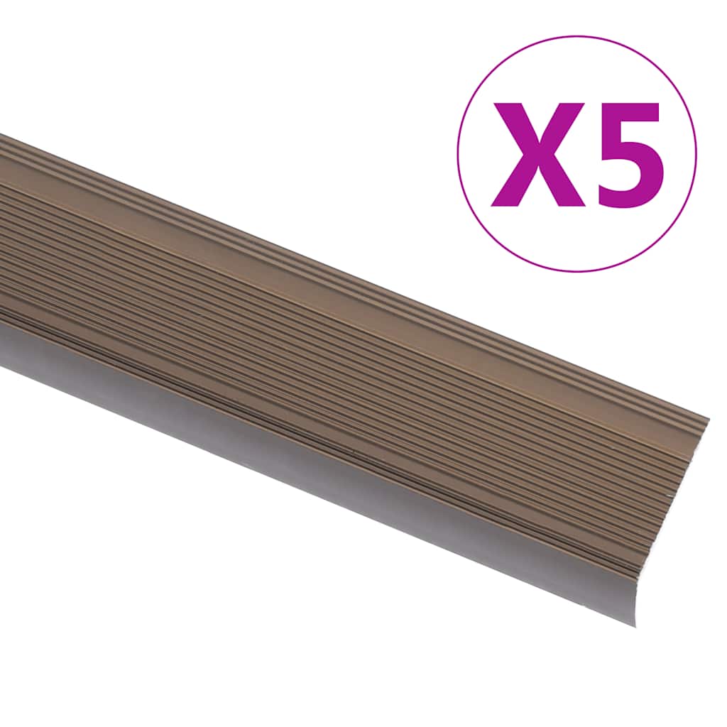 Stair Nosings in L-shape 5 Pcs Aluminium 90cm Brown