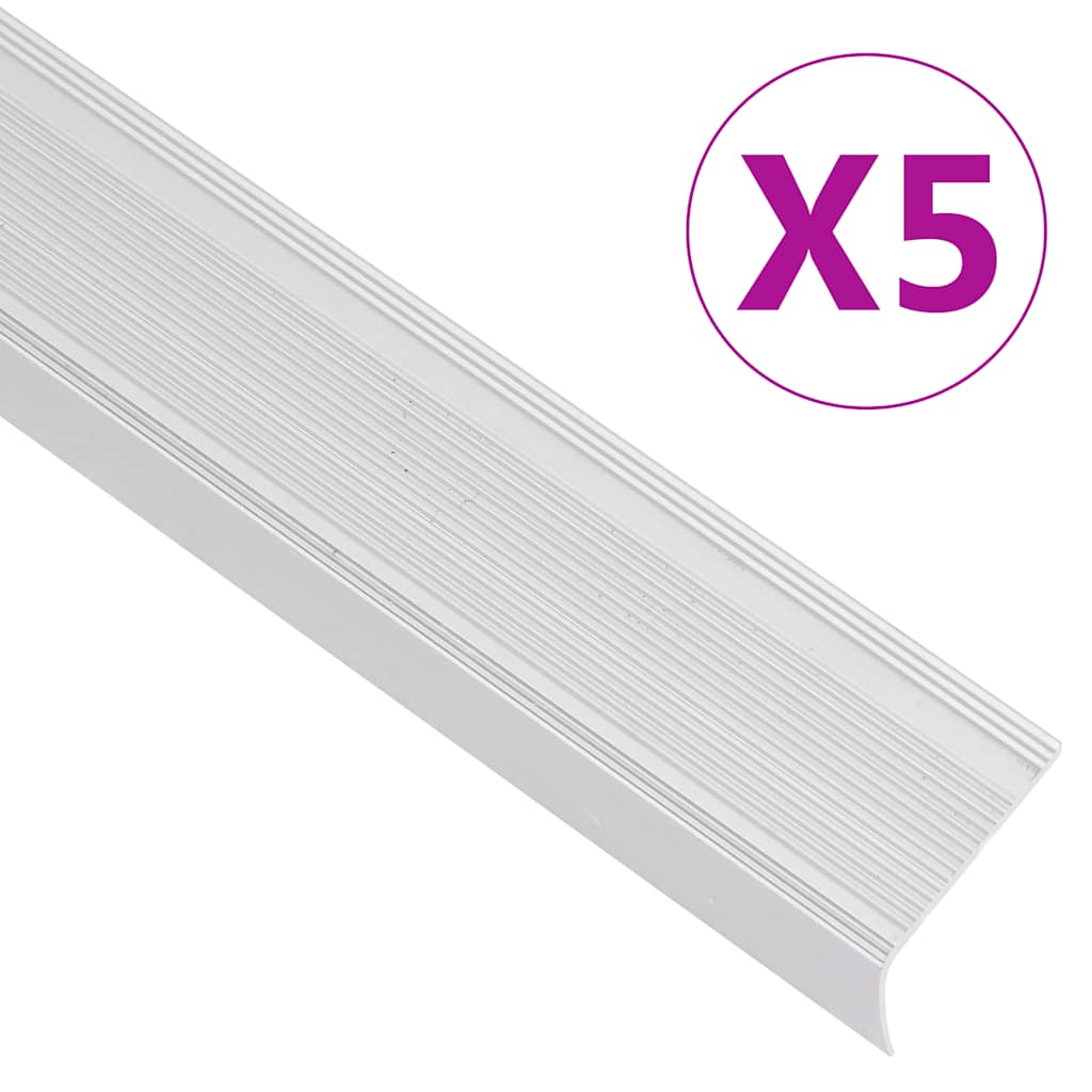 Stair Nosings in L-shape 5 pcs Aluminium 100 cm Silver