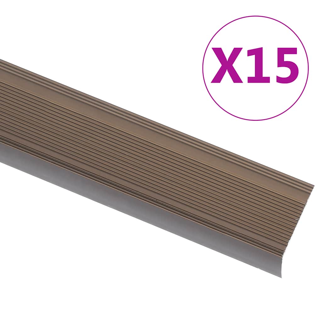 Stair Nosings in L-shape 15 pcs Aluminium 100 cm Brown