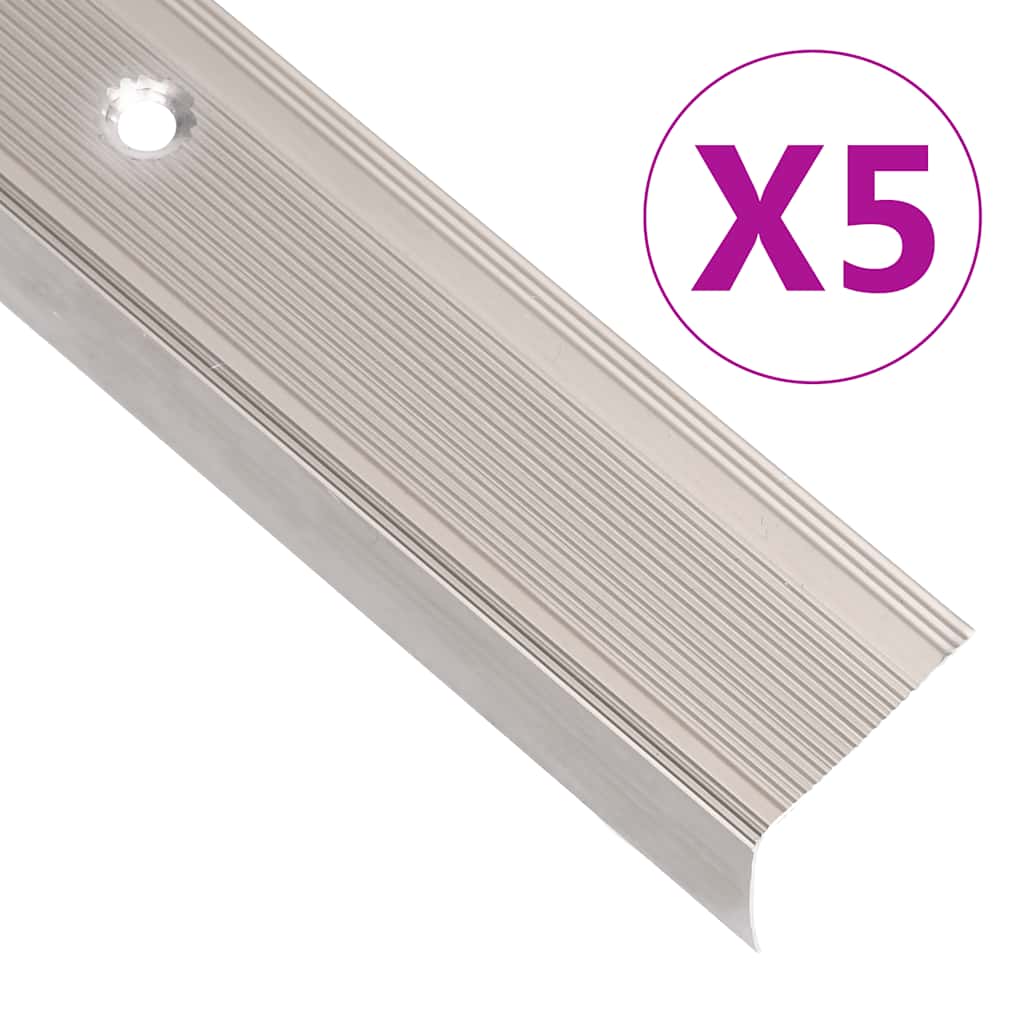 Stair Nosings in L-shape 5 pcs Aluminium 100 cm Champagne