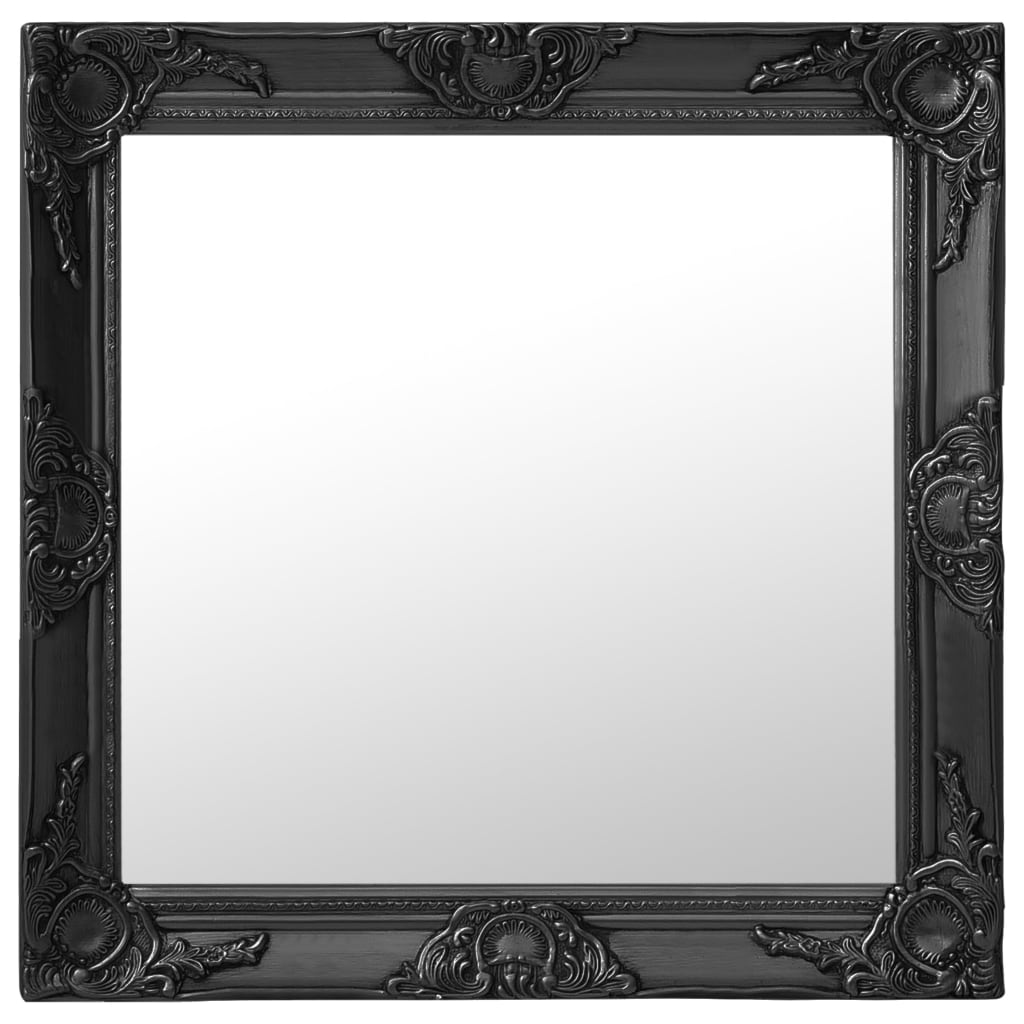 Wall Mirror Baroque Style 60x60 cm Black