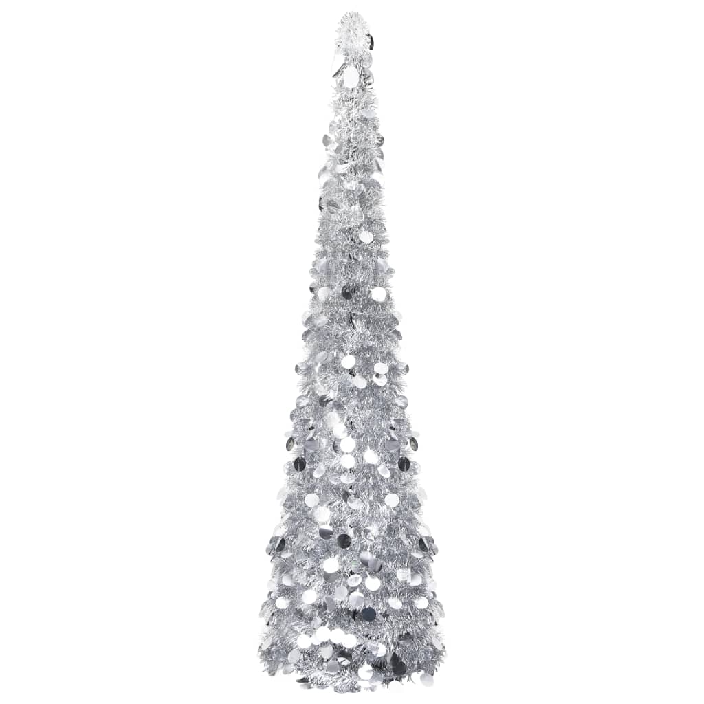 HIVORA Pop-up Artificial Christmas Tree Silver 150 cm PET
