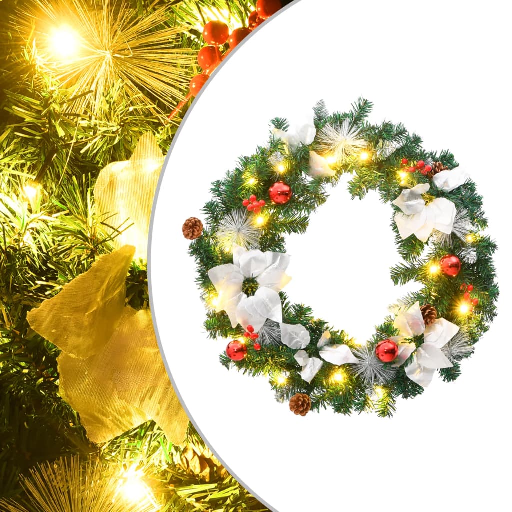 Chena LED Lights Green Christmas Wreath 60cm PVC