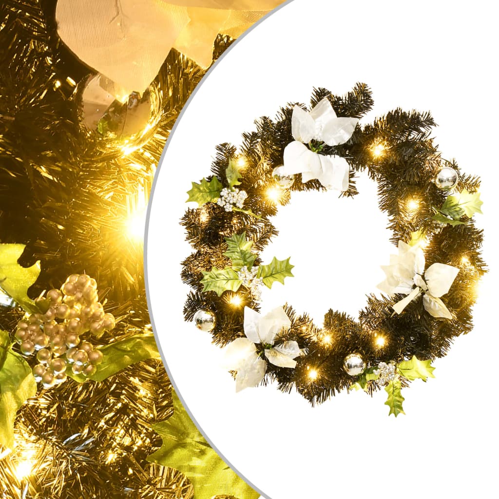 Chena Christmas Wreath with LED Lights Black 60cm PVC