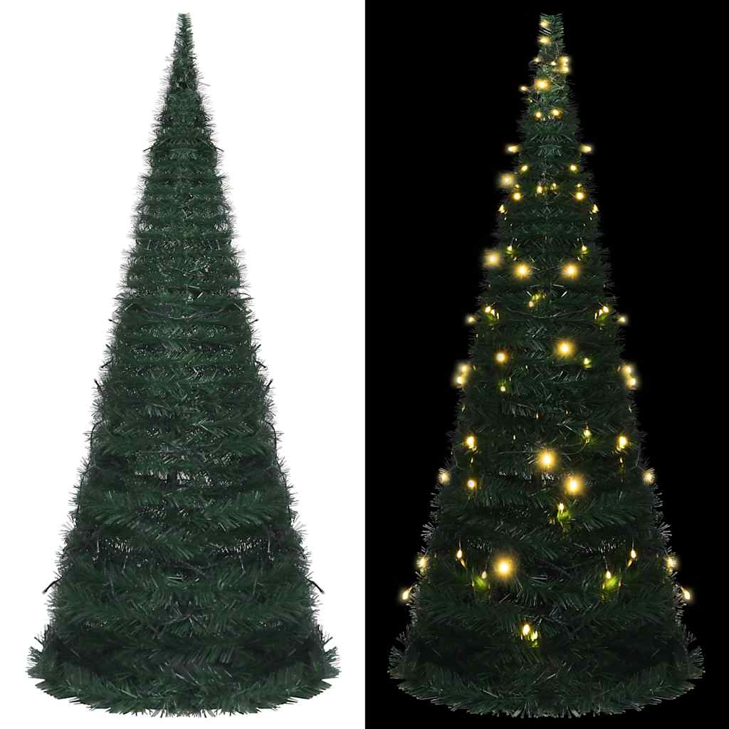 SLEEVY Pop-up String Artificial Pre-lit Christmas Tree Green 210 cm
