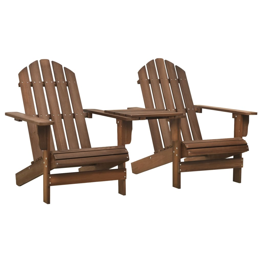 Garden Adirondack Chair Solid Fir Wood Brown
