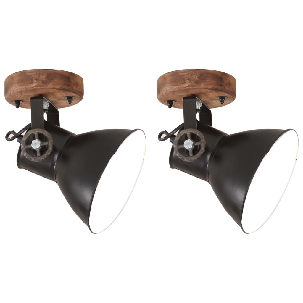 Industrial Wall/Ceiling Lamps 2 Pcs Black 20x25cm