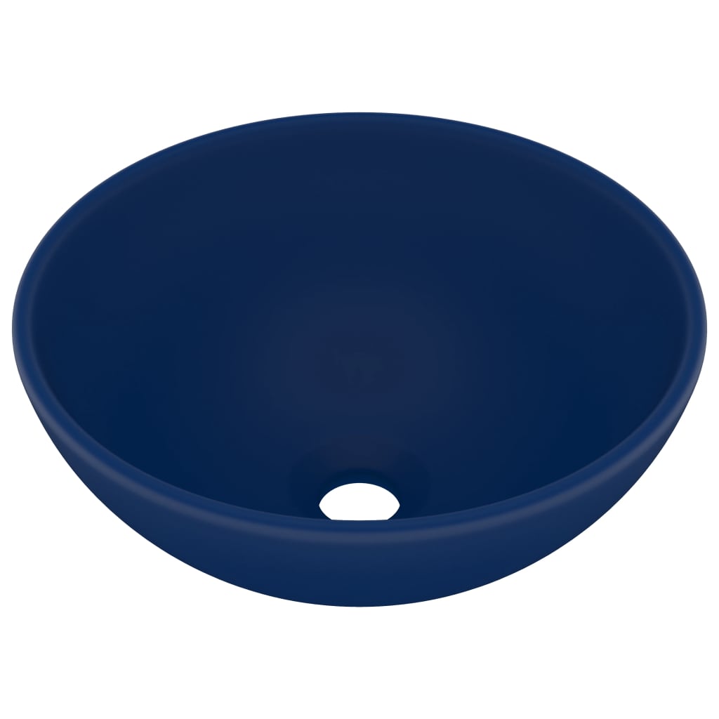 Luxury Bathroom Basin Round Matt Dark Blue 32.5x14 cm Ceramic