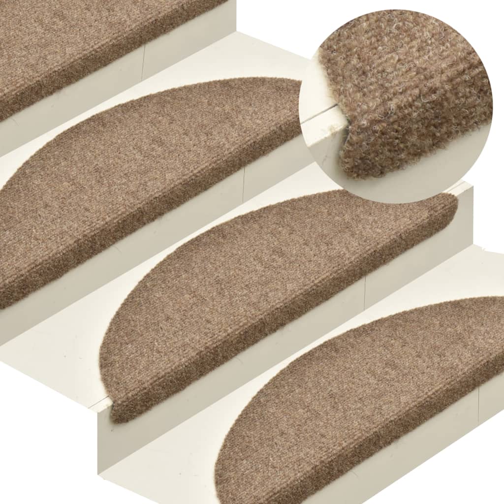 Self-adhesive Stair Mats 15 pcs Cream 65x21x4 cm Needle Punch