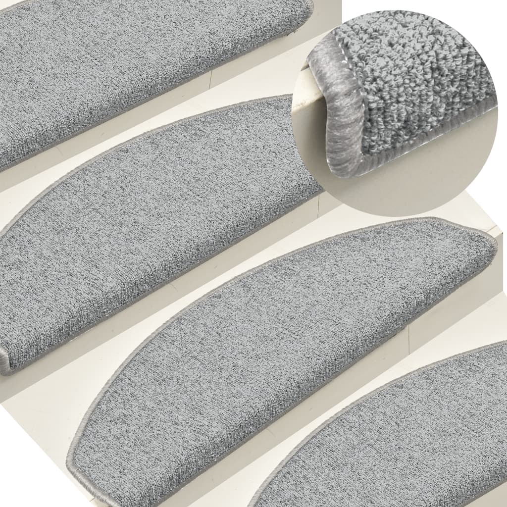 Carpet Stair Treads 15 Pcs Light Grey 65x24x4cm