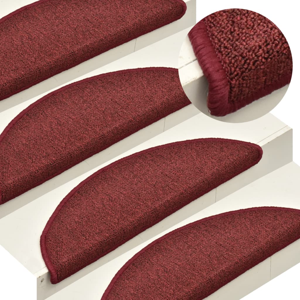 Carpet Stair Treads 15 pcs Red 56x17x3 cm