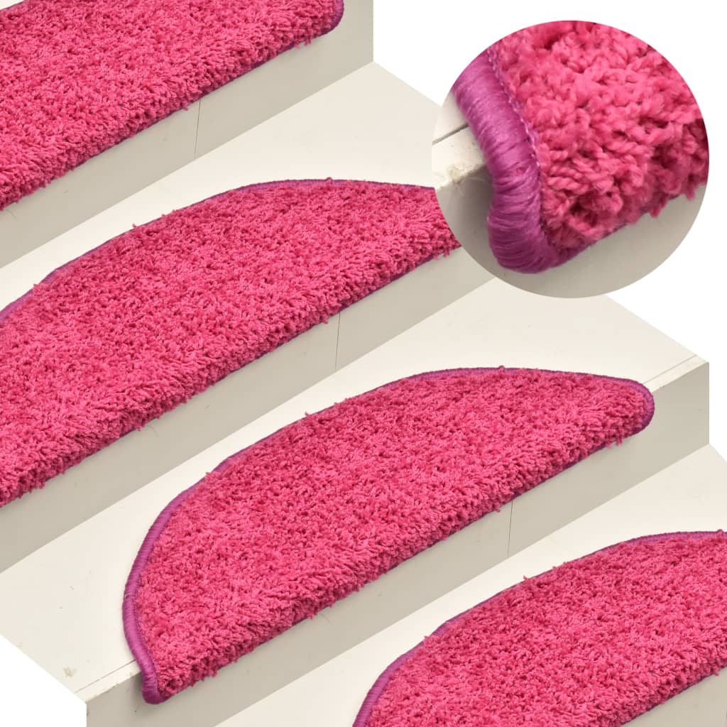 Carpet Stair Treads 15 pcs Pink 56x17x3 cm