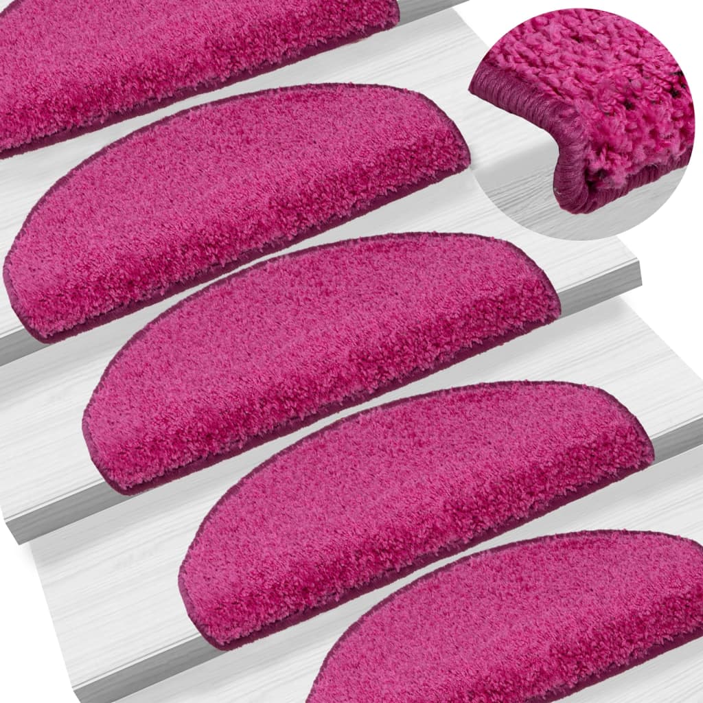 Stair Mats 15 Pieces 65x21x4 cm Pink Half Round Large