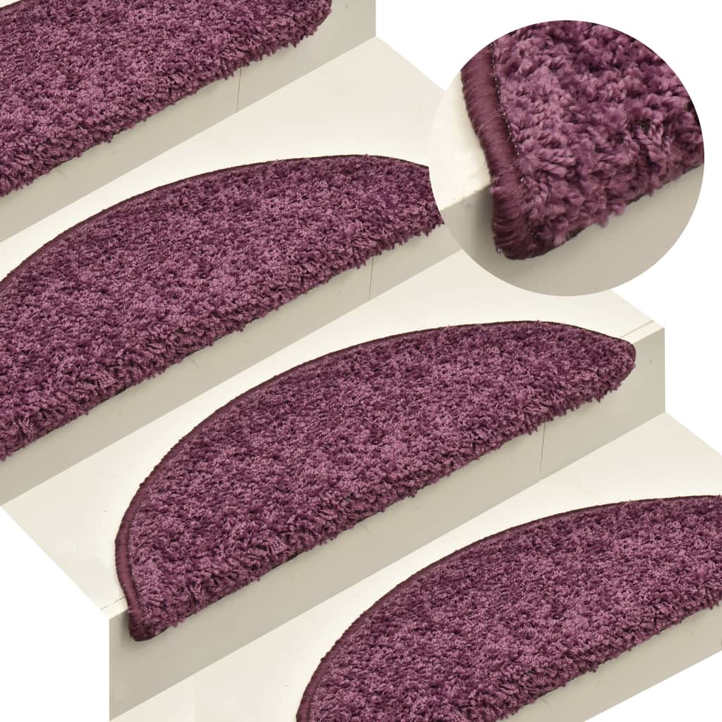 Carpet Stair Treads 15 pcs Dark Purple 56x17x3 cm