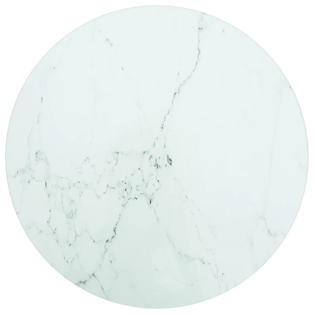 Table Top White Ã ̃30x0.8 cm Tempered Glass with Marble Design