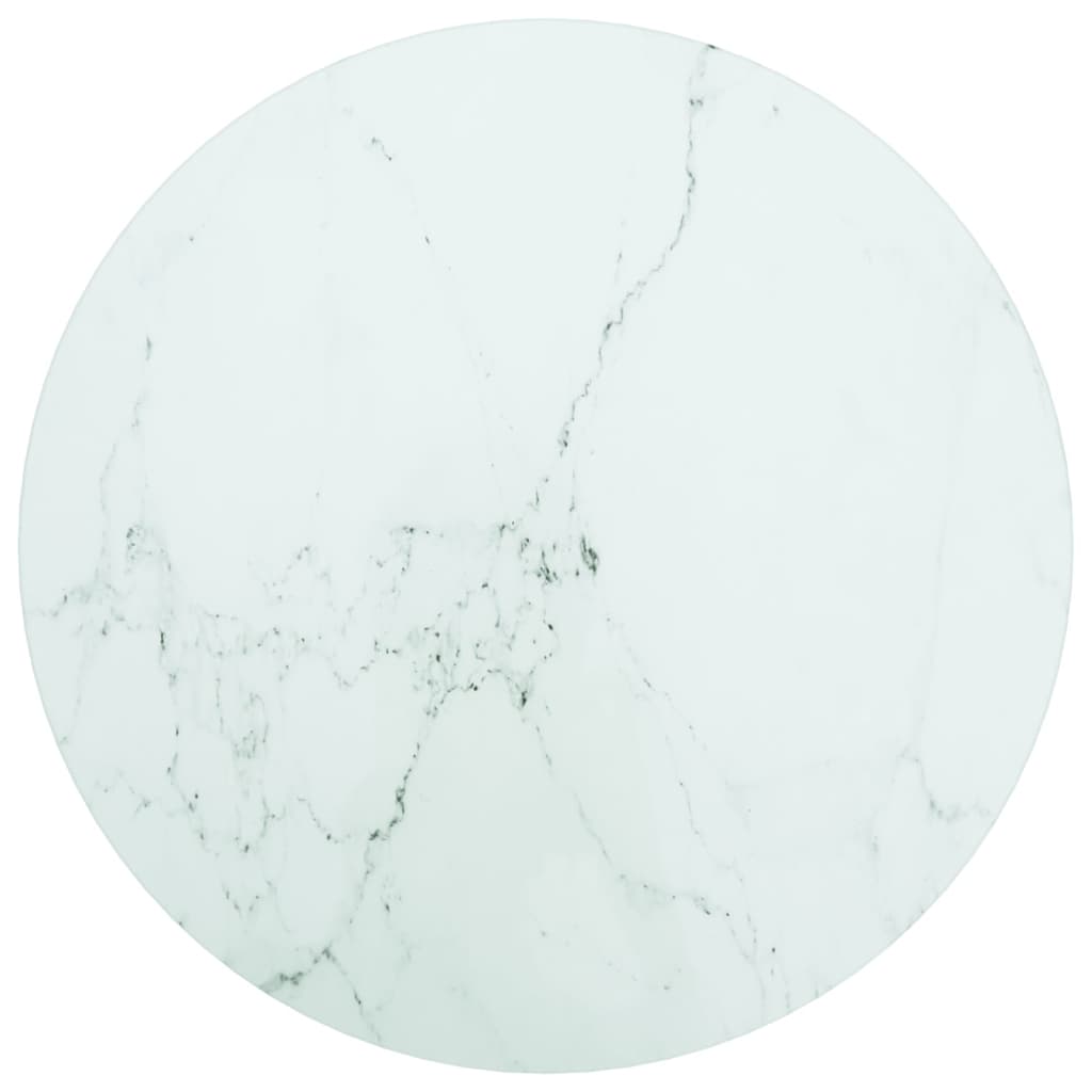 Table Top White Ã ̃40x0.8 cm Tempered Glass with Marble Design