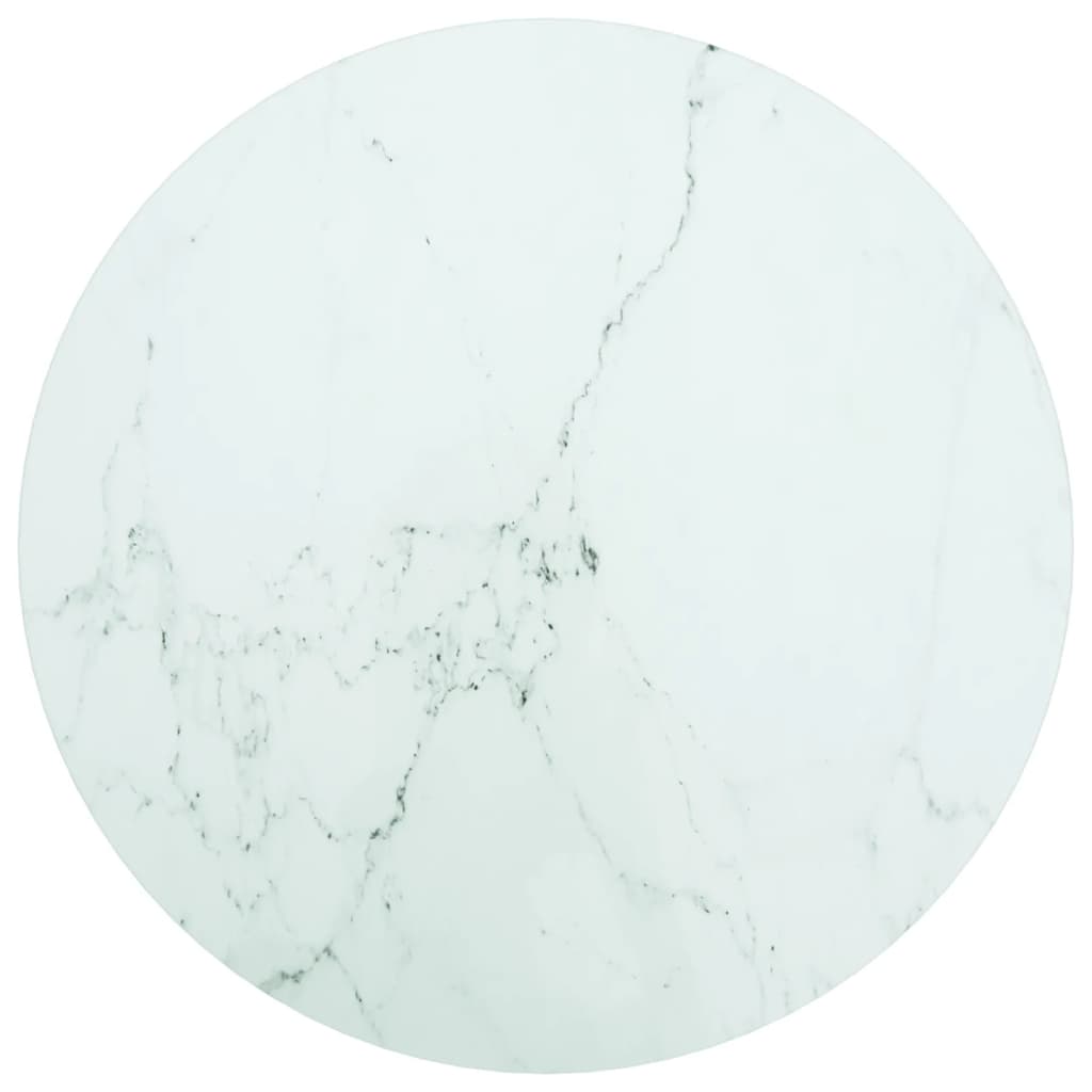 Table Top White Ã ̃50x0.8 cm Tempered Glass with Marble Design