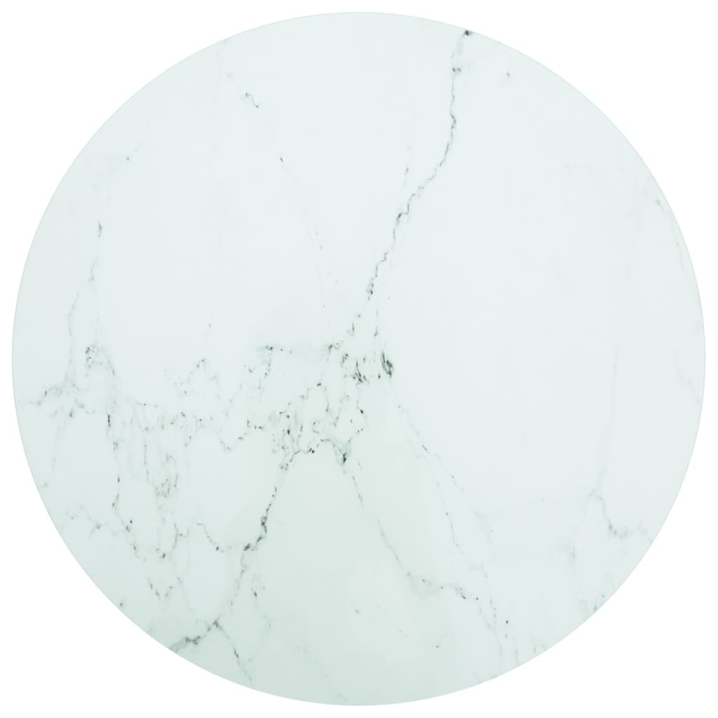 Table Top White 70x0.8 cm Tempered Glass with Marble Design