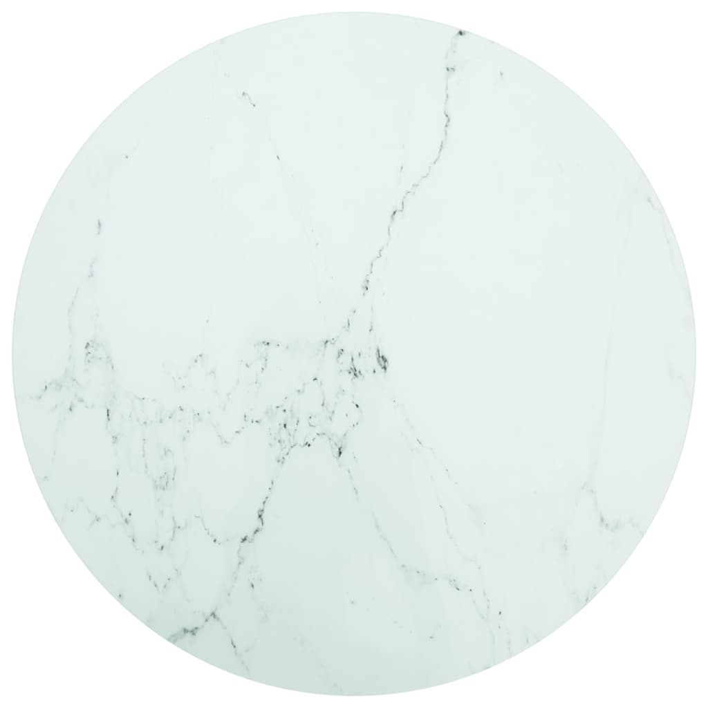 Table Top White Ã ̃80x1 cm Tempered Glass with Marble Design