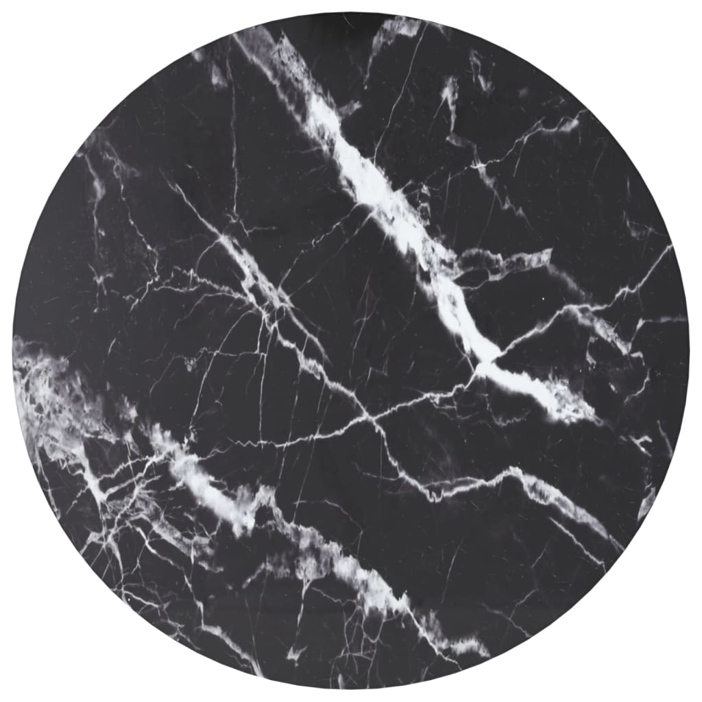 Table Top Black Ã ̃40x0.8 cm Tempered Glass with Marble Design