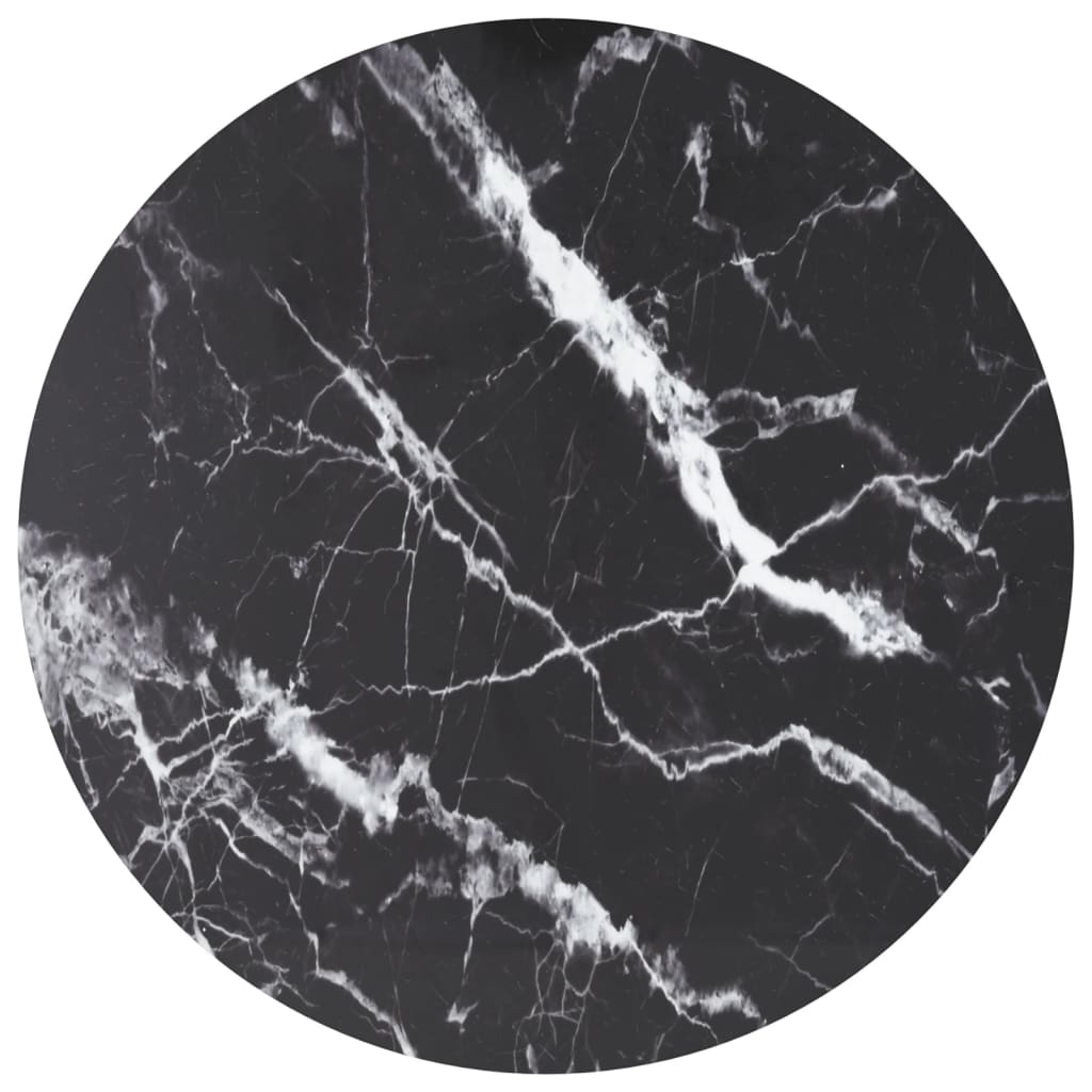 Table Top Black Ã ̃80x1 cm Tempered Glass with Marble Design