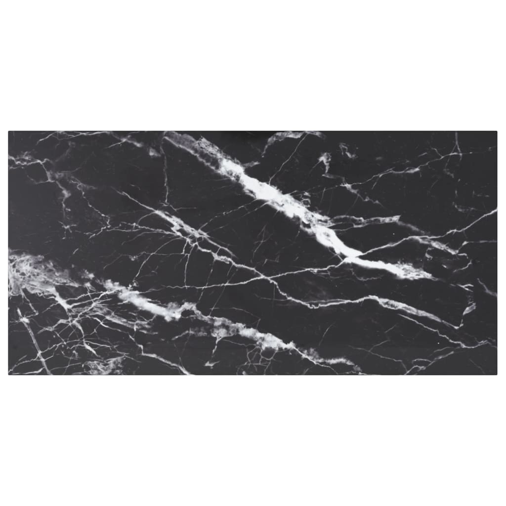 Table Top Black 100x50 cm 6mm Tempered Glass with Marble Design