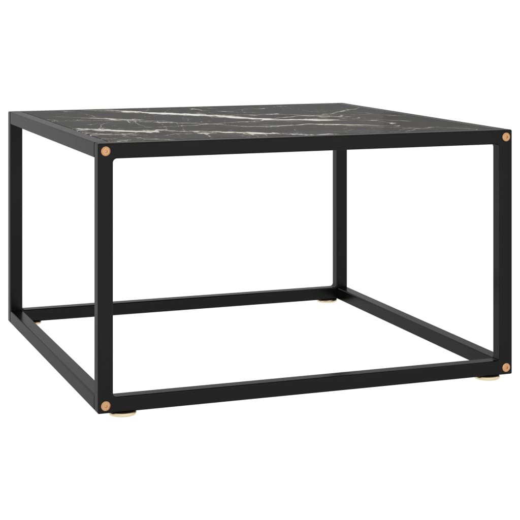 Coffee Table Black with Black Marble Glass 60x60x35 cm