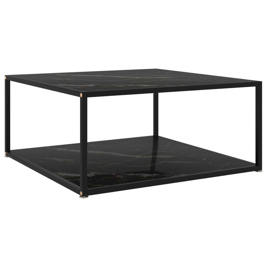 Coffee Table Black 80x80x35 cm Tempered Glass