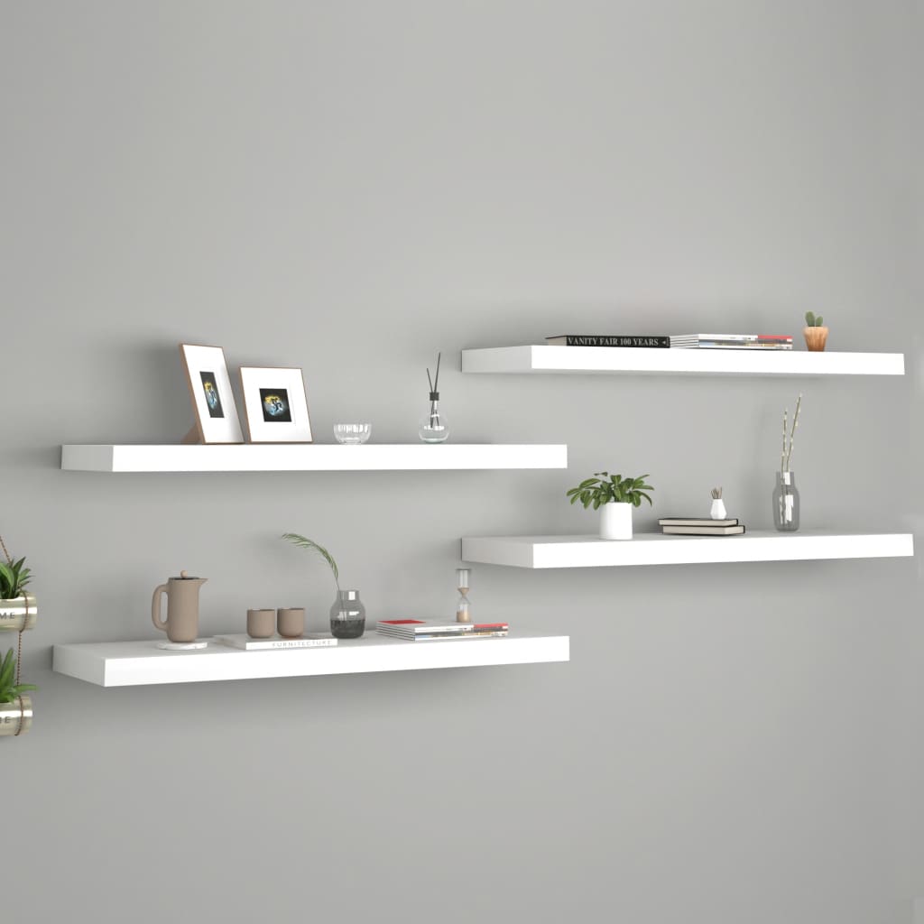 Floating Wall Shelves 4 Pieces White 80x23.5x3.8 cm MDF