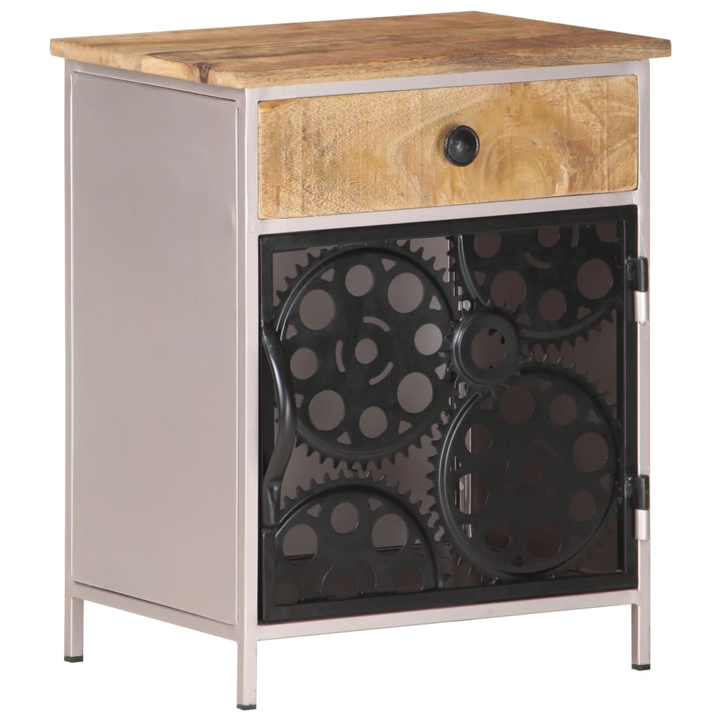 Bedside Table - BRINDISI Ben Nightstand White and Natural 40cm