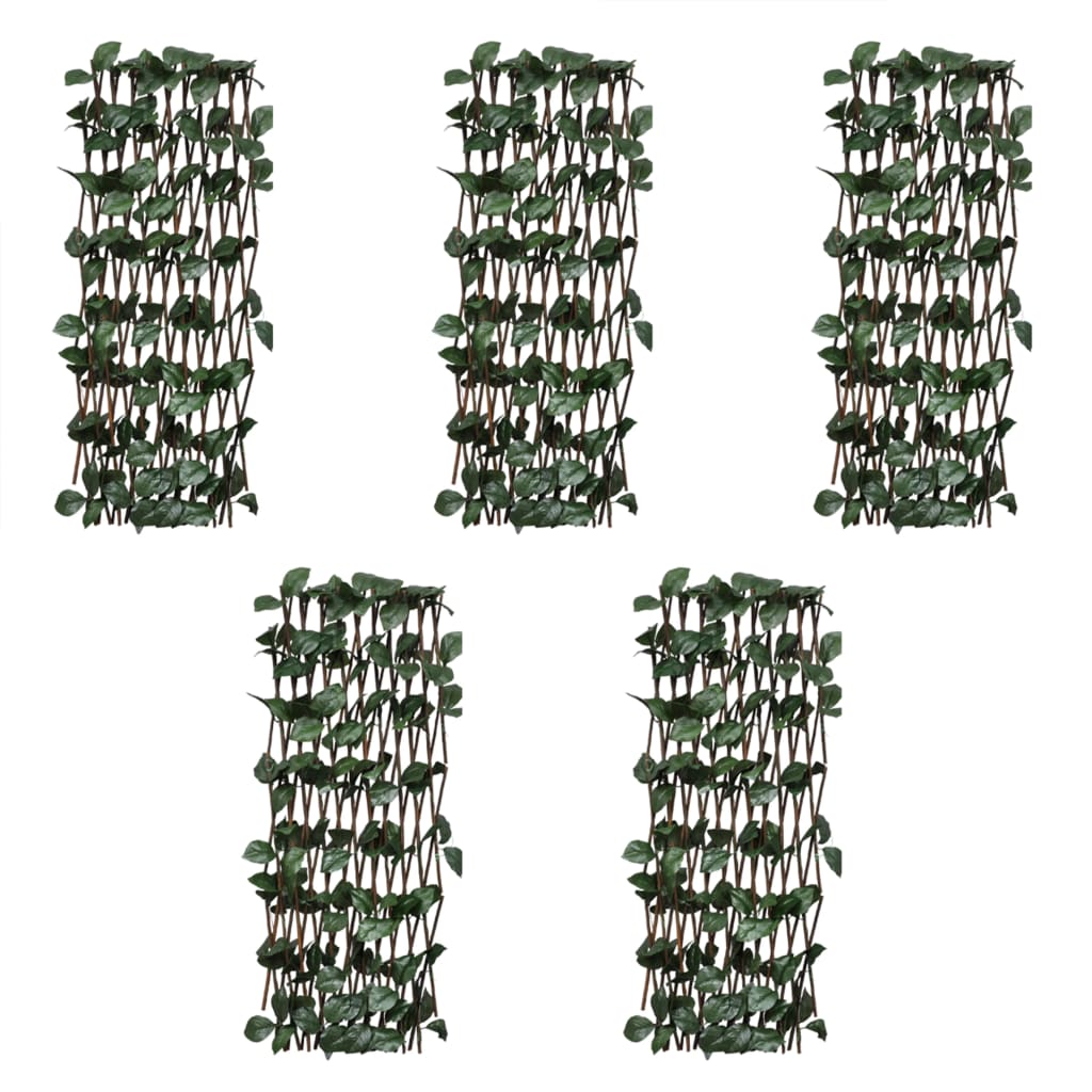 Willow Trellis Fences 5 Pcs with Artificial Leaves 180x30cm