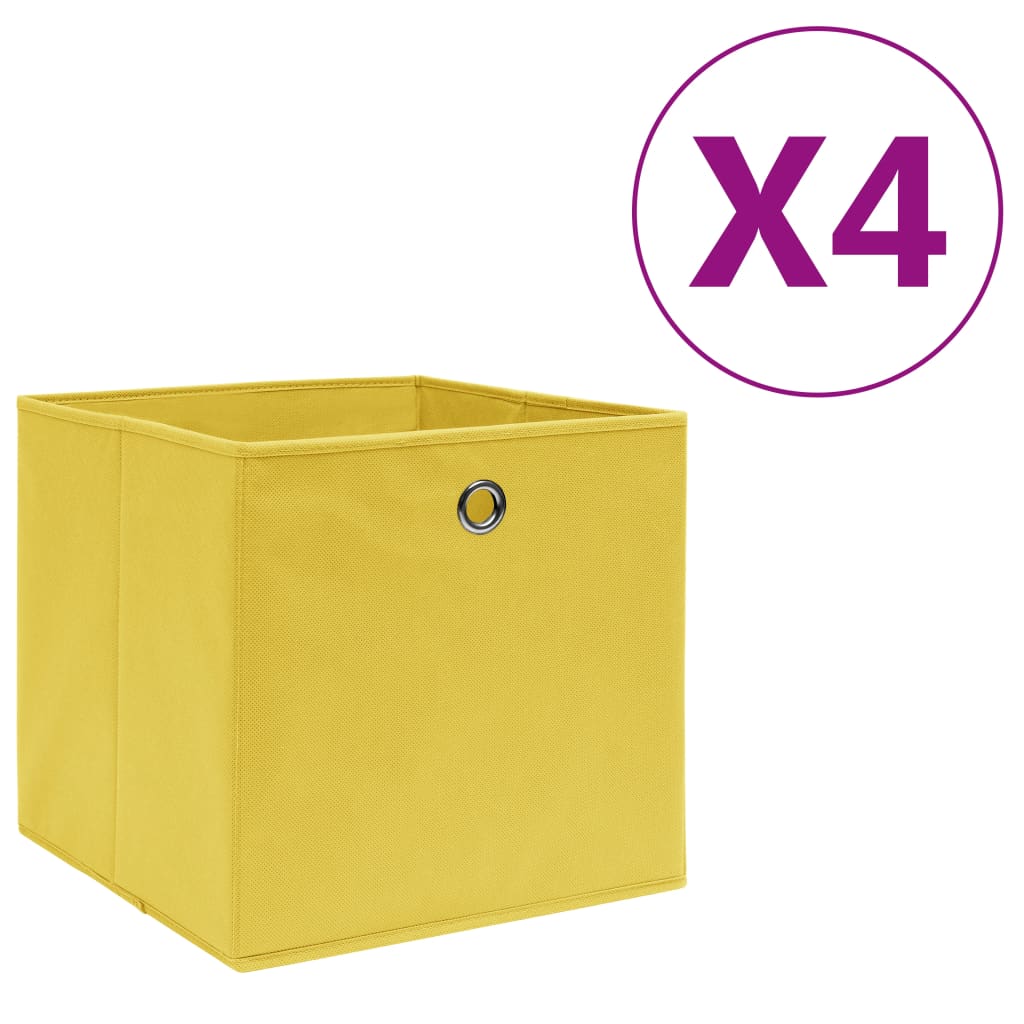 FALGLEN Storage Boxes 4 pcs Non-woven 28x28x28 cm Fabric - Yellow