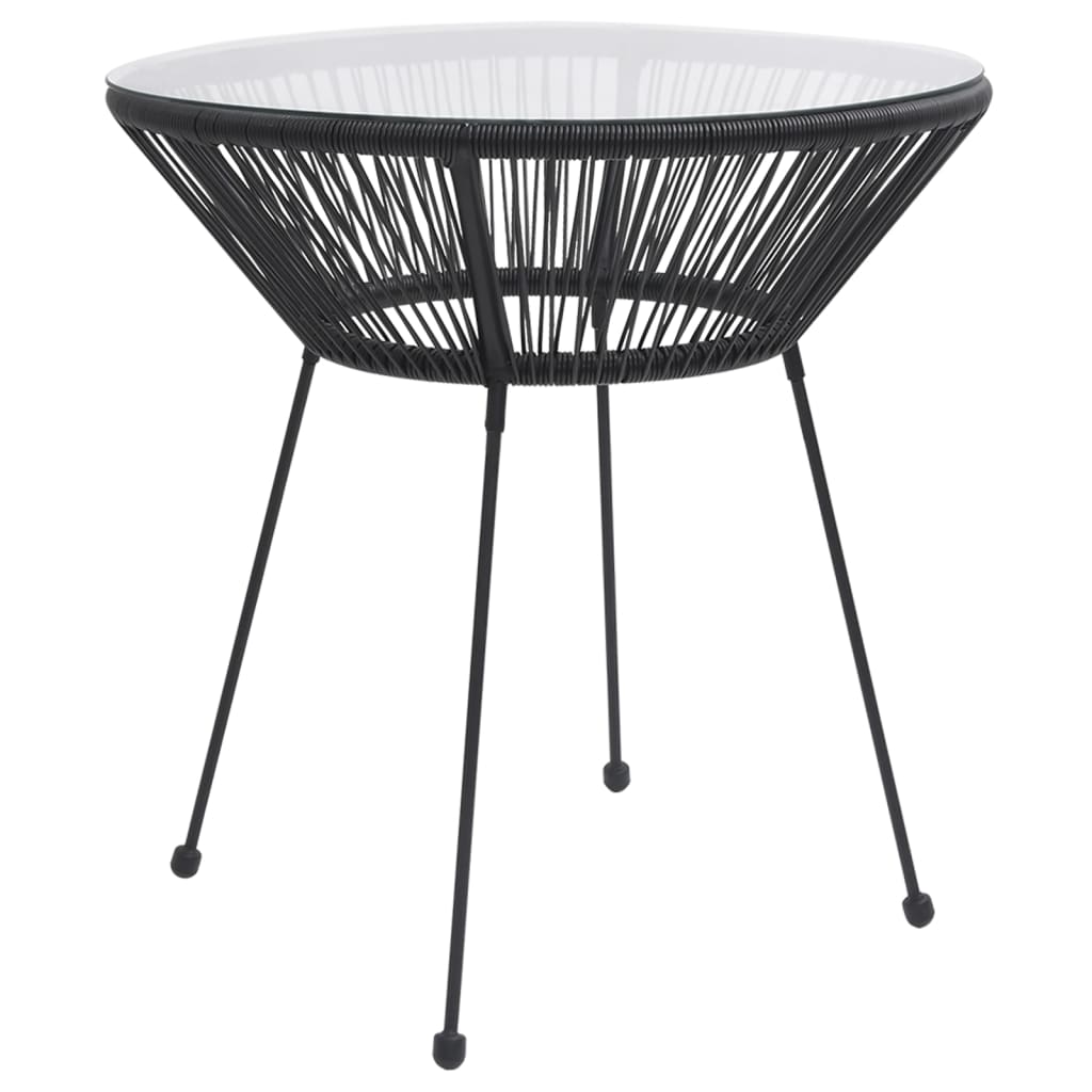 Garden Dining Table Black Ã ̃70x74 cm Rattan and Glass